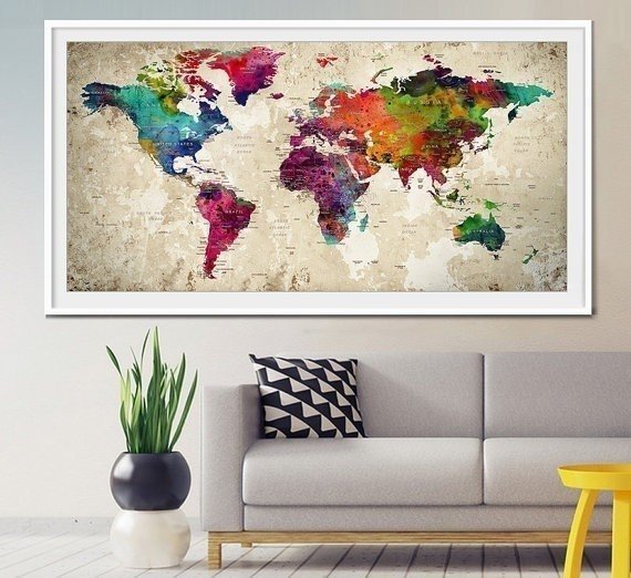 Картина карта мира на стену