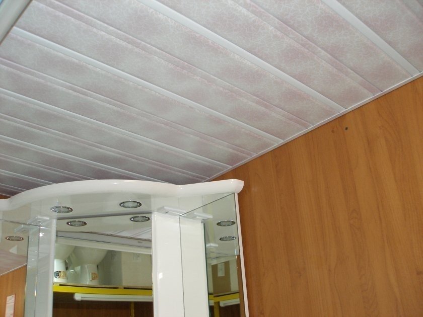 Пластиковые панели на потолке санузла