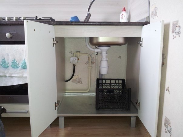 Встроенная посудомойка в кухню сливная система