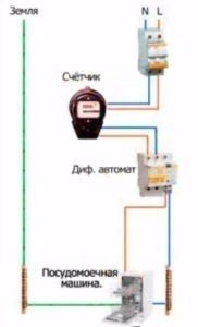 Электрическая схема подключения посудомоечной машины через узо