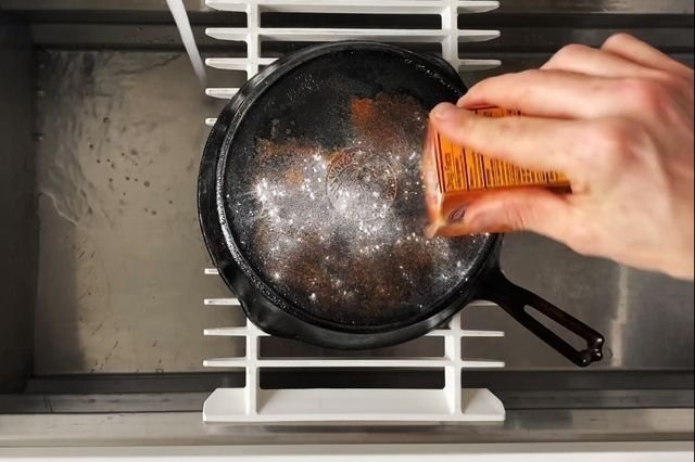 How to clean a burnt cast iron skillet